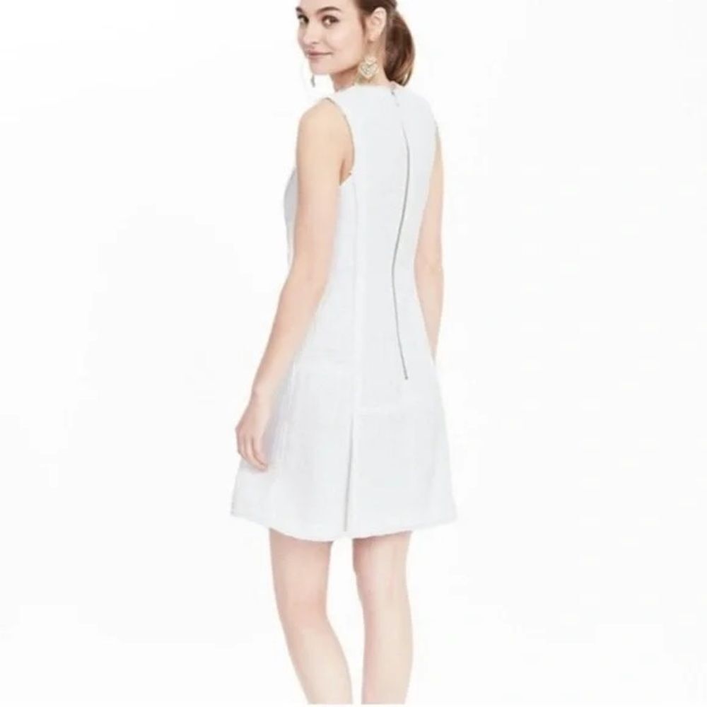Banana Republic Fit & Flare Tweed White Mini Dress Cocktail Dress size 0P - Picture 4 of 6
